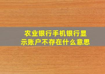 农业银行手机银行显示账户不存在什么意思