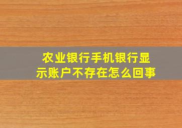 农业银行手机银行显示账户不存在怎么回事