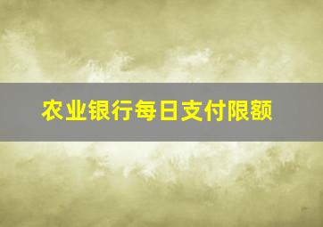 农业银行每日支付限额