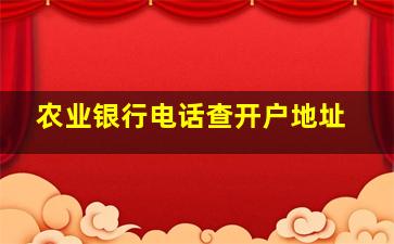 农业银行电话查开户地址