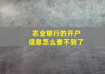 农业银行的开户信息怎么查不到了