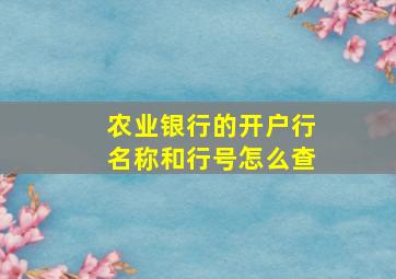 农业银行的开户行名称和行号怎么查