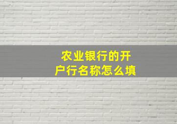 农业银行的开户行名称怎么填