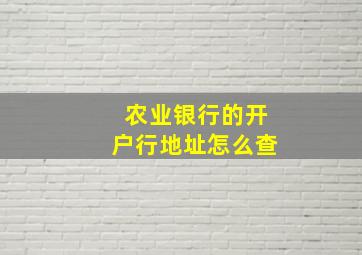 农业银行的开户行地址怎么查