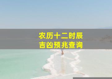 农历十二时辰吉凶预兆查询