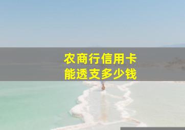 农商行信用卡能透支多少钱