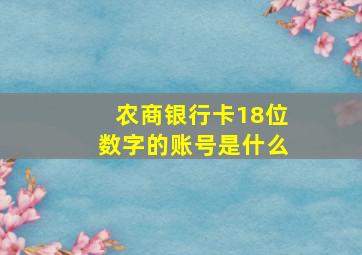 农商银行卡18位数字的账号是什么