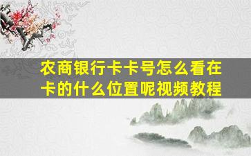 农商银行卡卡号怎么看在卡的什么位置呢视频教程