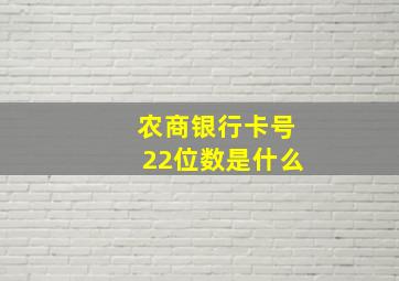 农商银行卡号22位数是什么