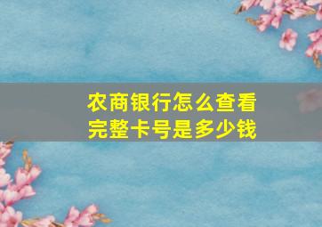 农商银行怎么查看完整卡号是多少钱