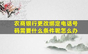 农商银行更改绑定电话号码需要什么条件呢怎么办