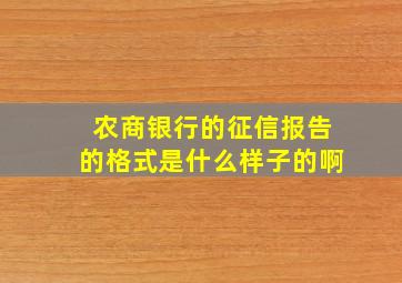 农商银行的征信报告的格式是什么样子的啊