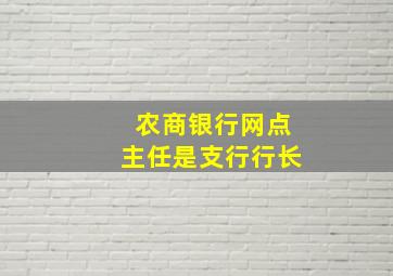 农商银行网点主任是支行行长