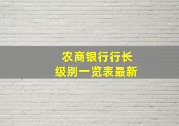 农商银行行长级别一览表最新