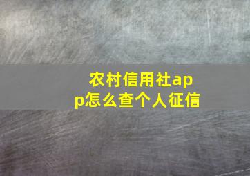 农村信用社app怎么查个人征信