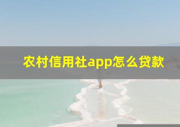 农村信用社app怎么贷款