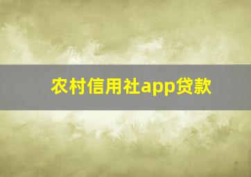 农村信用社app贷款