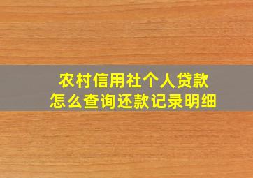 农村信用社个人贷款怎么查询还款记录明细