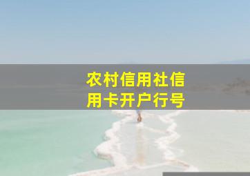 农村信用社信用卡开户行号