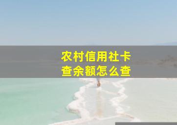 农村信用社卡查余额怎么查