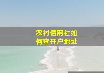 农村信用社如何查开户地址