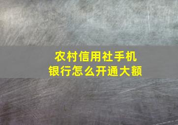 农村信用社手机银行怎么开通大额