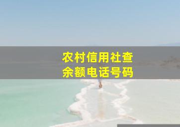 农村信用社查余额电话号码