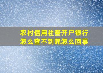 农村信用社查开户银行怎么查不到呢怎么回事