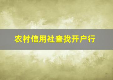 农村信用社查找开户行