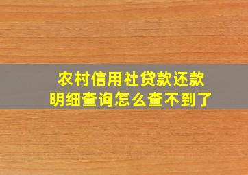 农村信用社贷款还款明细查询怎么查不到了