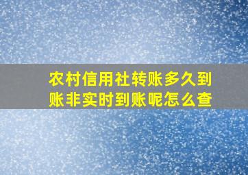 农村信用社转账多久到账非实时到账呢怎么查