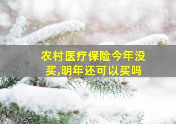 农村医疗保险今年没买,明年还可以买吗