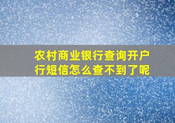 农村商业银行查询开户行短信怎么查不到了呢