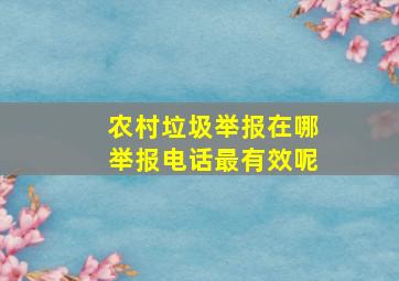 农村垃圾举报在哪举报电话最有效呢