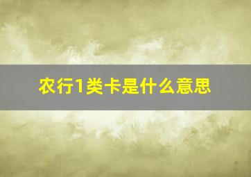 农行1类卡是什么意思