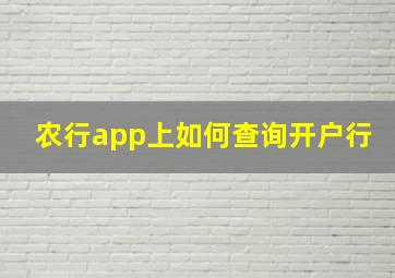 农行app上如何查询开户行