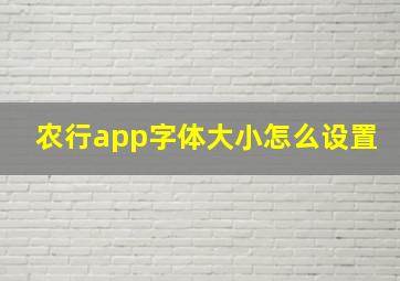 农行app字体大小怎么设置