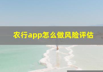 农行app怎么做风险评估