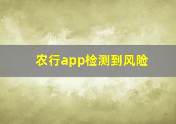 农行app检测到风险