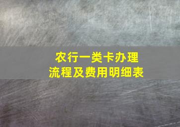 农行一类卡办理流程及费用明细表