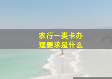 农行一类卡办理要求是什么