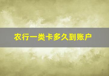 农行一类卡多久到账户