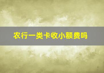 农行一类卡收小额费吗