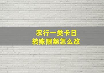 农行一类卡日转账限额怎么改