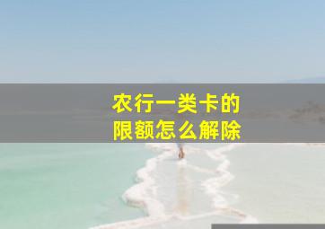 农行一类卡的限额怎么解除