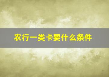 农行一类卡要什么条件