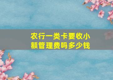 农行一类卡要收小额管理费吗多少钱