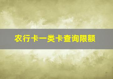 农行卡一类卡查询限额