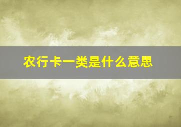 农行卡一类是什么意思