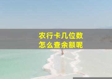 农行卡几位数怎么查余额呢